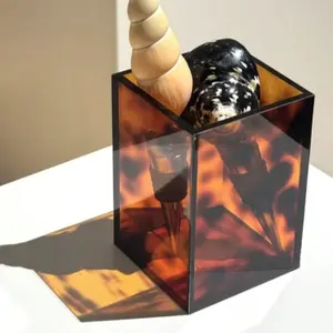 Tortoiseshell Leopard Print Acrylic Cosmetics Makeup Organizer Box, Minimalist Nordic Design, Multifunctional Organizing Container