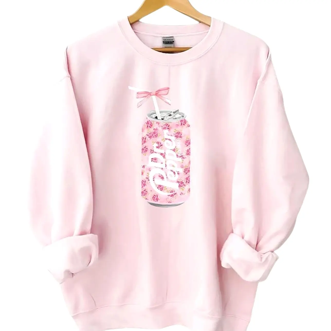 Dr.Pepper Sweatshirt T-shirt (Not Diet), Floral Pepper Shirt, Cute Baby Pink Bow Shirt, Trendy Soda Can With Roses