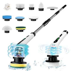 Electric Spin Scrubber, Cordless Cleaning Brush, 9 Replacement Head, 3 Adjustable, Shower Cleaning Brush with Extension Arm for Bathroom, Tub, Tile, Floor