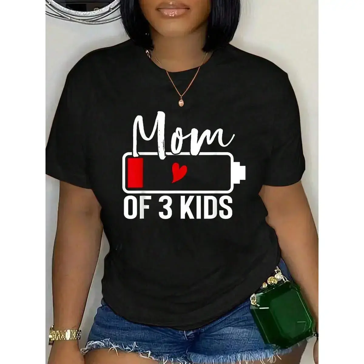 100% Cotton Mom Of 3 Kids Low Battery Uncharged Funny Mother's Day T-ShirtGlowNest Coo Coo