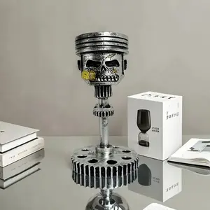 Unique Skull Piston Gear Statue, Resin Motorcycle Engine Design, &, Home Office Outdoor Decor, Motorcycle Decor, Resin Sculptures, Decorative Figures