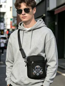 Hip-Hop Portrait Print Messenger Bag, Adjustable Street Fashion Crossbody Backpack, Portable Crossbody Bag, Ideal for Daily Wear and Gifts, Unisex Design