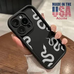 Compatible for  iPhone 16 Pro 15 14 Plus 16e 13 12 Mini 11 Promax X XS Max XR xsmax Case Snake Charm TPU Silicone Raised Edges Camera Protection Phone Cover for Boy