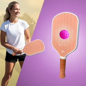 Picklefab Pickleball Paddles for Women - Peach Fuzz Cute Girly Pickle Ball Paddle - 8oz Lightweight Fiberglass Pickleball Racket - 16.5x7.5x16mm - Perfect Gift for Pickleball Enthusiasts