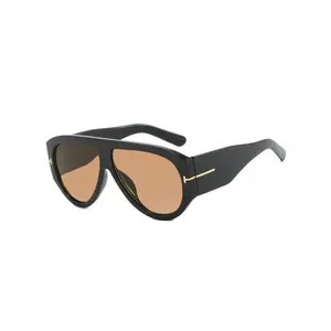 MAT Unisex Full Rim Retro Oversized Aviator Shades - Trendy Casual Windproof Punk Sunglasses, UV Protection, Large Frame Beach Fashion Eyewear Accessory,summervibes