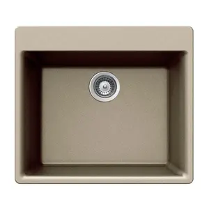 Houzer G-100 TAUPE 24 in. Quartztone Taupe Granite Composite Drop-in Topmount Single Bowl Kitchen Sink