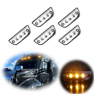 5PCS Clear Lens Amber LED Roof Clearance Marker Lamps Lights For Kenworth T680 Peterbilt 579 Replace OEM 36780 (Equivalent 888-5128)