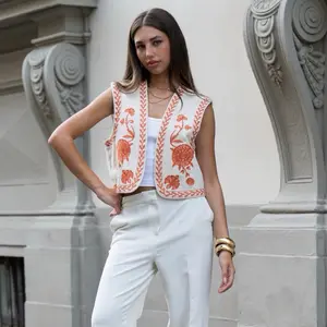 Helena Embroidered Vest – Sunset Sky