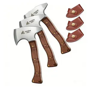 FREELANDER 8.3'' Garden Axe Set with Leather Sheath, 3 Pack Small Gardening Axes, Ergonomic Wood Handle for Yard Work, Camping & Outdoor Use
