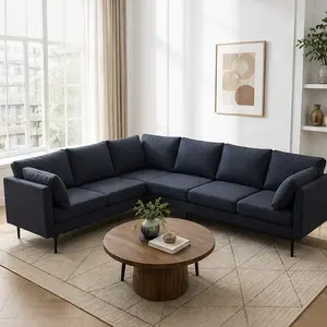 ARCH 106" W L Shaped Sectional Sofa Set for Living Room, Oversized 6-Seat Corner Couch with 2 Pillows, Modern Linen Fabric Upholstered Sofa with Metal Legs, Grey Wood Frame, Convertible Comfy Sofa for Apartment, Grey Color Options