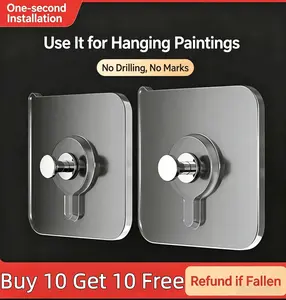 Buy 10 Get 10 Free Punch-Free Picture Hanger No Drill Seamless Wall Hook Heavy Duty Adhesive Hanger for Frames Wedding Photos
