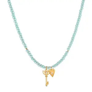 Love Unlocked Chalcedony Beaded Key Heart Necklace