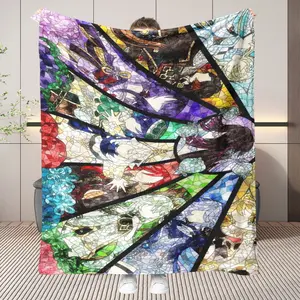 Anime Character Patchwork Blanket, Soft Plush Throw for Anime Lovers, Artistic Design, Comfortable and Cozy, Perfect Gift Idea