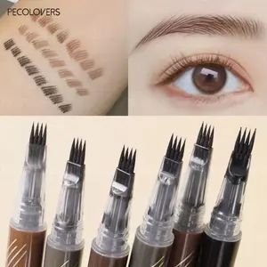 Ultra-Fine Waterproof Smooth,Non-Dyeing Eyebrow Pencil,Fast drying,Long-Lasting Liquid Eyebrow Pen,4 Fork Eyebrow Pen
