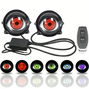 6-Module High-Pass Lens High-Brightness Dynamic LED Devil Eye Car Headlight with Adjustable Pattern