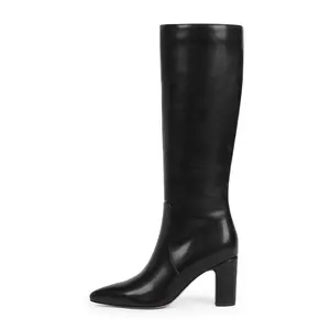 [VIUGJNEX] Knee High Boots for Women 3-Inch Chunky Heel Pointed Toe Side Zipper Fall Boots Dressy Comfortable Fashion
