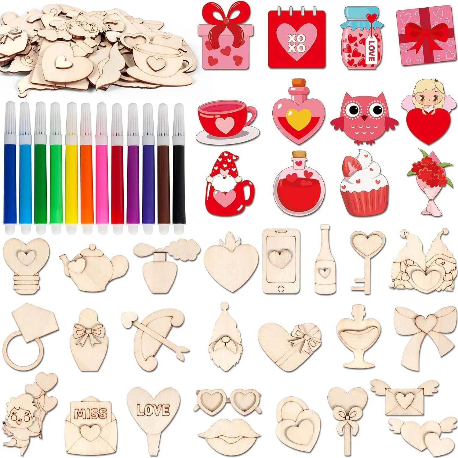 Valentines 36 Wooden Magnets DIY Craft for Kids - Age 8+ Art Activities, Painting Crafts, Classroom Gifts & Birthday Party Favors
