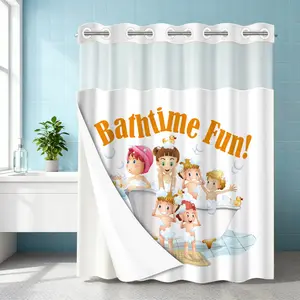1PC double-layer large ring shower curtain, children play with bubbles in the bathtub, shower curtain, high-end quick drying hanging curtain, bathroom, curtain, waterproof, anti mold curtain