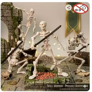 Highly Movable Skull Figure, Medieval Undead Warrior, Jointed Skeleton Model, Collectible Action Figure, Choking Hazard Warning