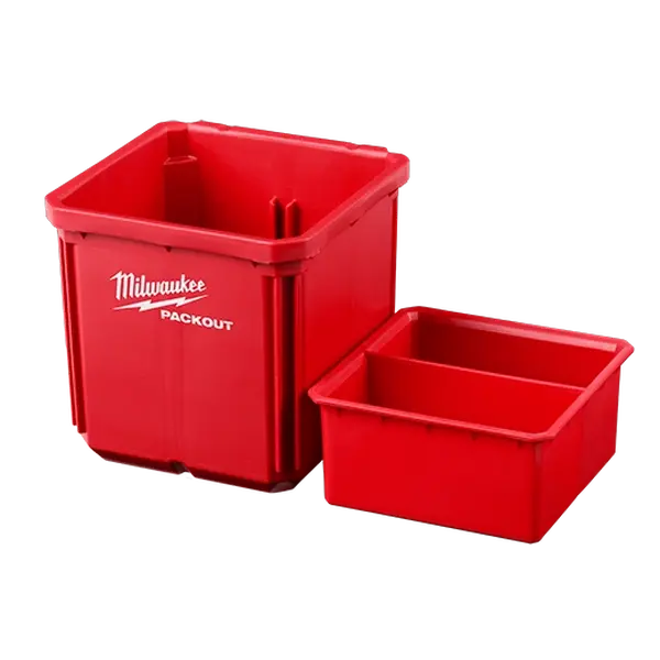 Milwaukee 48-22-8062 Twin Bin Set for PACKOUT™, Durable Storage Organiser with Impact-Resistant Body, Tool Organizer Boxes
