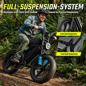 X6 Electric Bike 1500W Dual Battery Fat Tire eBike, 60-120 Miles Range, Full Suspension, 28MPH, 420LBS Capacity