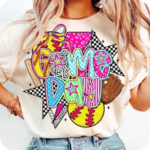 Comfort Colors Preppy Softball Mom Shirt, Playful Game Day Leopard Coquette Graphic Tee, Aesthetic Glitter Softball Mama Top, Trendy Bow Softball Season Shirt, Premium Garment Dyed Sports Fan Apparel, Boutique Athletic Spirit Gift Tee