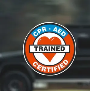 CPR AED Training Certified Decal - Self-Adhesive Paper Sticker for Helmets and Hard Hats - Single Use Label for Plastic Surfaces - Durable and Professional Safety Certification Emblem