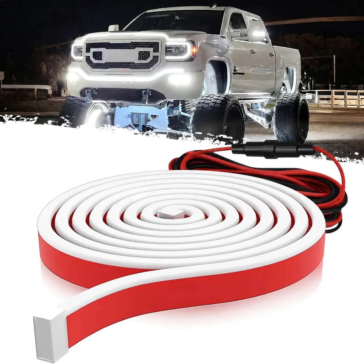 2026 New 71-inch High Brightness LED Strip Automotive Hood Gap Ambient Lighting Package, Unique Daytime Running Light Design, 12V Input, 5W, Easy Installation, Ice Blue Eclipse LED Lights