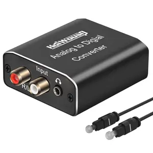 Analog to digital audio converter rca rl or 35mm jack aux to digital coaxial toslink optical spdif audio adapter for ps4 xbox hdtv dvd headphone aluminum