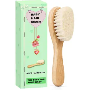 Hair Brush, Wooden Goat Bristles Hair Brush for Newborns & Toddlers, Ideal for Cradle Cap, Perfect Baby Registry Gift, Hypoallergenic, 1 Count
