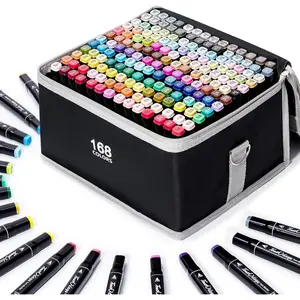 Alcohol Markers  168 Colors Dual Tip Permanent Art Markers Set for Coloring, Drawing, Painting, Fine and Chisel Tip Alcohol Based Pens with Carrying Case for Adult Artists
