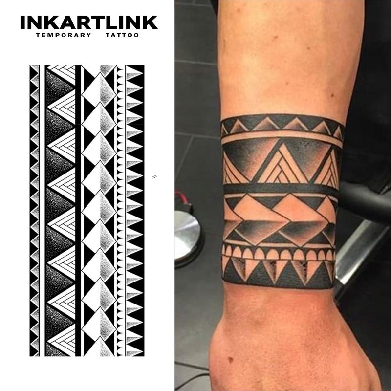INKARTLINK Tattoo Tech, 2 Sheets Semi-Permanent Temporary Tattoos, Armlet Series, Arm Ring,Adult Art Design,Lasts 1-2 Weeks, Waterproof, Realistic Look, No Adhesive, No Reflection,For Man And Woman,Ideal for Swimming, Party Sticker Henna