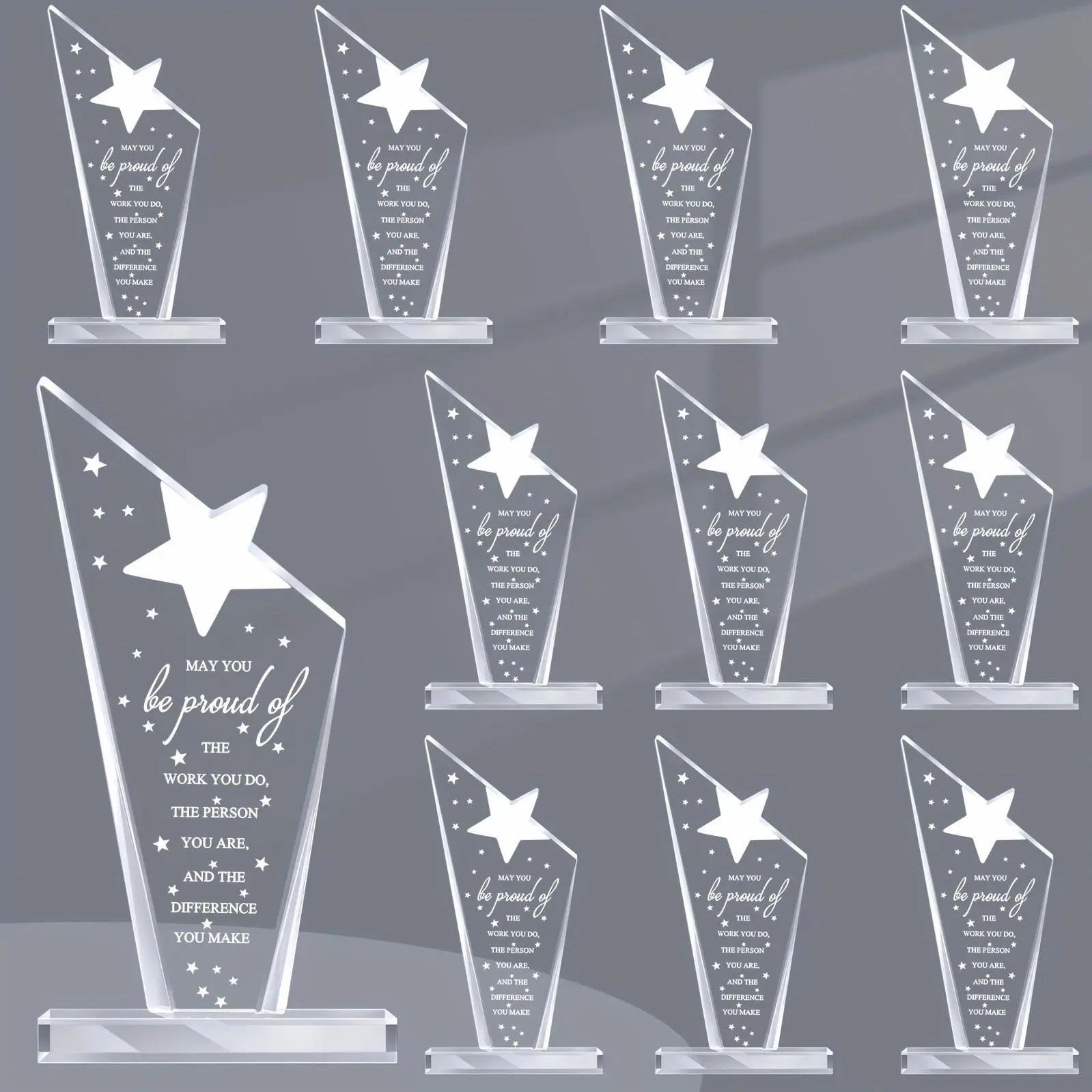 10pcs Stylish Acrylic Employee Appreciation Plaques & Decor Trophies - Thank You Sign Prizes for Coworker Retirement Farewell Gifts for Adults
