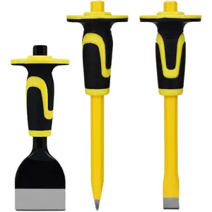 3-Piece Chisel Set with Hand Protection, Concrete and Mortar Stone Chisels, Used for Demolition, Carving, De-scaling,, Hunting, and Crushing. (CA3)
