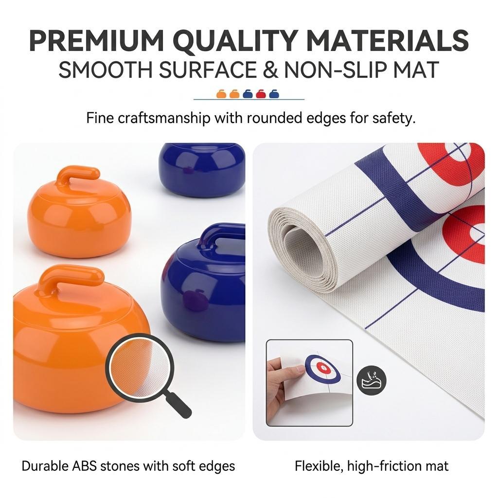 Tabletop Curling Game with 16 Stones, Portable Family Party Board Game