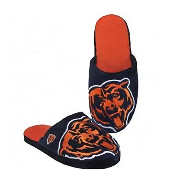 Forever Collectibles 8784905580-L Chicago Bears Big Logo Stripe Slipper, Large - 2 Piece, Footwear, Slide, Indoor Slippers, Slide Slip-On