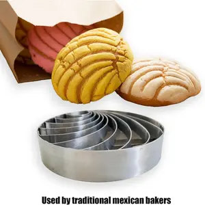 Concha Cutter Mexican Bread Mold Made of Stainless Steel 4.1 Inch, Concha Stamp Two Sided Mold for Pan Dulce Mexicano, White - Tin