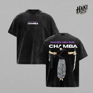 Toji Fushiguro Anime Graphic T-Shirt - Alguien Aqui Dijo Chamba Vintage Acid Wash Oversized Tee, Premium Heavyweight Cotton Streetwear, Retro Jujutsu Inspired Apparel for Men & Women