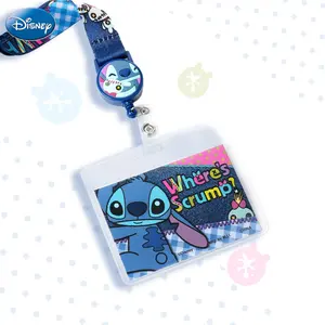 1PC Disney Officially Licensed Stitch ID Badge Holder Retractable Card Holder Lanyard Strap Card Protector Self-Contained Telescopic Buckle Cute Funny Cartoon Style Lanyards Clip Holds ID Cards Bus Passes Stickers Friend Gifts Christmas Birthday Present