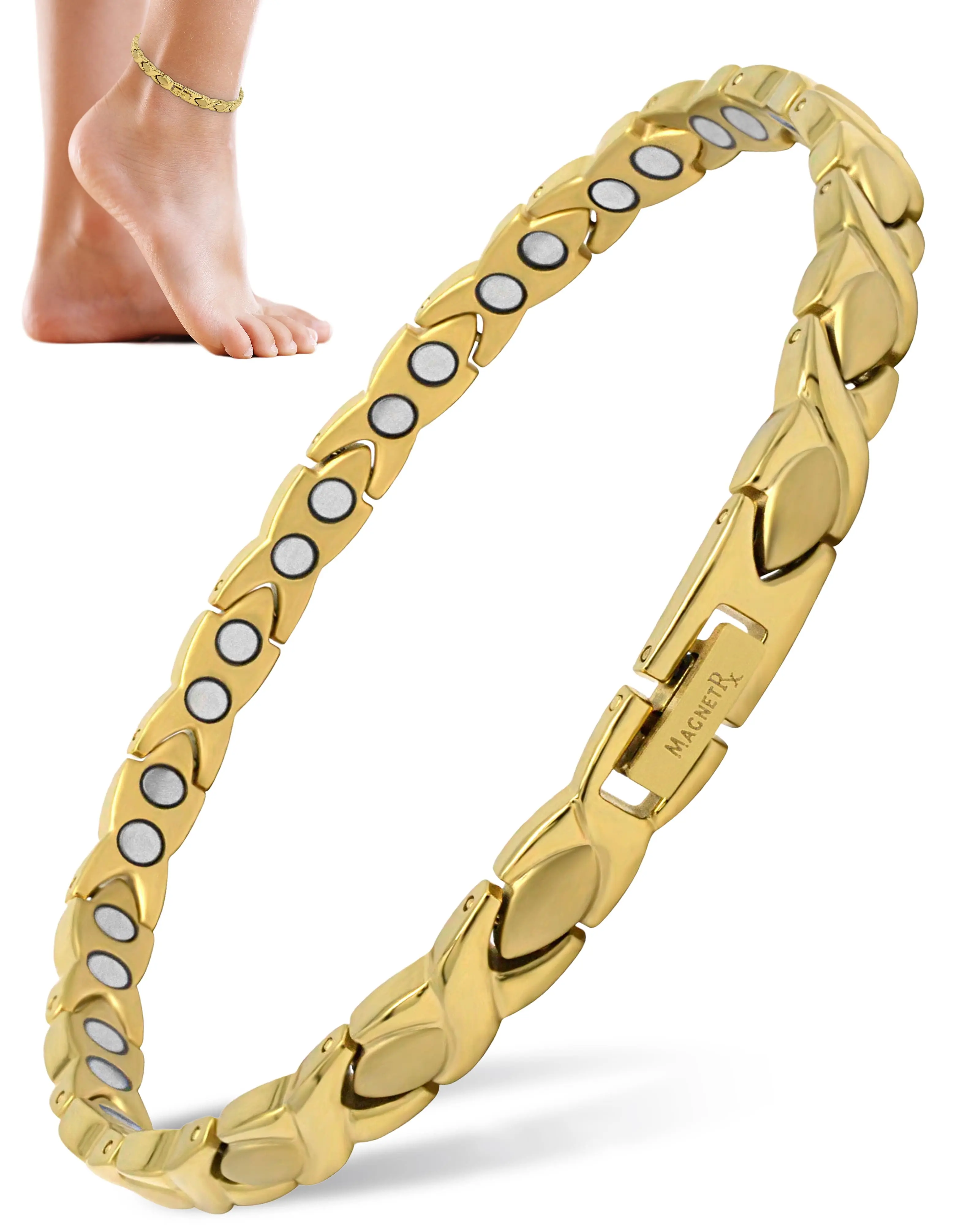 Ultra Strength Titanium Magnetic Therapy Anklet for Women (Gold)