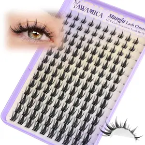 Yawamica Manga Lash Clusters Spiky Eyelash Clusters Wispy Lash Extensions 10-16mm Fairy Individual Lashes C Curl DIY Anime Lashes for Cosplay & Daily Wear