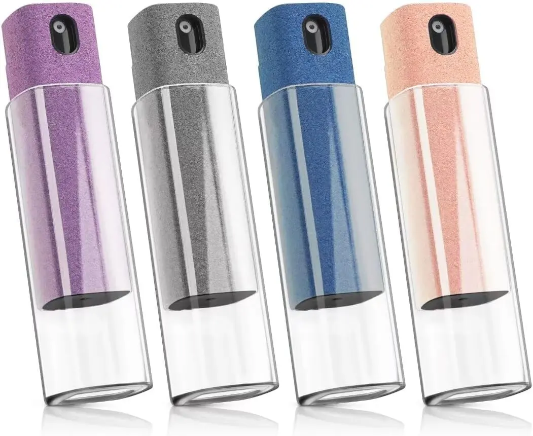 4 Pack 3-in-1 Touchscreen Screen Cleaner Kit - Mist Spray with Built-in Solution, Microfiber Cloth, Portable Reusable Bottle for Smartphone, Phone, Laptop, iPad, TV Monitor