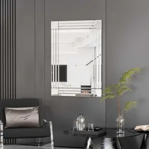 Large Wall Mounted Sier Decorative Rectangular Mirror for Home Living Room Bedroom Entryway clear HD mirror