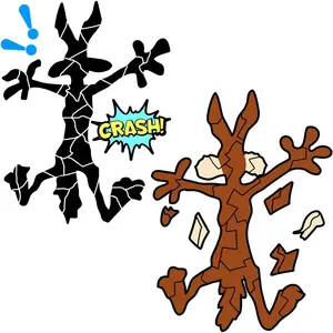 Scratch and Dent Fix  Stickers, Funny Cartoon Coyote Splash Into Pieces, Bumper Stickers for , Van, Auto, , , Laptop, Skateboard, Wall, Window  Band-Aid Stickers