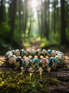 2pc Splattered Glaze Ceramic Stretch Bracelets, Beaded Design, All-Over Print Pattern, Casual Style, Natural Stone Material