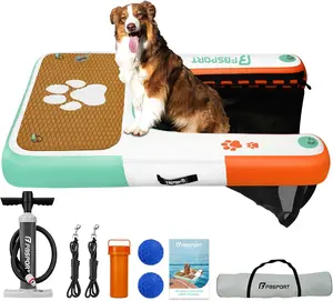 FBSPORT Inflatable Dog Boat Ramp Floating Dock Water Ladder for Pool, Boat, Non-Slip EVA Floating Ladder Pool Ramp for Dog Up to 220 LBs, Safe & Easy Access tiktokshopspringglowup