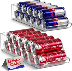 Sorbus Skinny Soda Can Organizer for Refrigerator - Lightweight Plastic Can Holder with Slim Design for Fridge, Pantry & Kitchen Organization