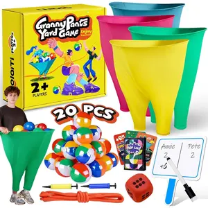 Granny Pants Yard  Set - 4 Giant Pants, 20 Balls, Challenge Cards, Outdoor Yard  for Adults Toss & Catch  for Family, Adults, Parties - Lawn & Backyard