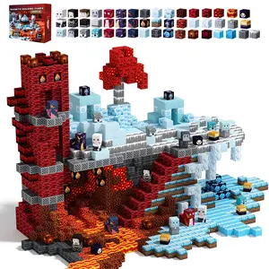 New Magnetic Blocks -150/100 PCS Magnetic Building Blocks Set ，Ice & Fire Theme,  Magnet Cubes, Magnetic Tiles Stacking，STEM Montessori Sensory Toys  for Kids Boys Girls Ages 4-8 Christmas Birthday Gifts Multifunction