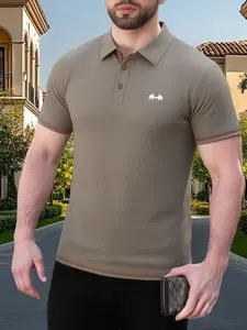 Men's Waffle Texture Polo Shirt, Soft Breathable, Ideal for Golf, Outdoor BBQ, Family Gatherings, Classic Collar Design, Summer Fashion